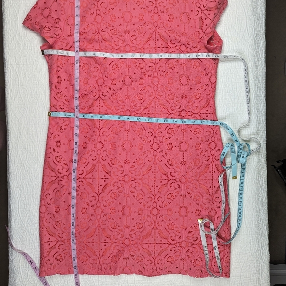 Banana Republic Short Shift Lace Dress Lined Coral‎ Women's Size 12P - Picture 4 of 12